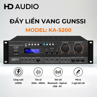 Đẩy liền vang 12 sò công suất lớn gunssi ka-5200, gunssi ka-5100, đẩy công suất liền vang 1400w, amply karaoke gia đình