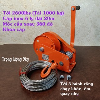Tời quay tay tự hãm nhập khẩu nhiều tải trọng từ 1200 lbs đến 2600 lbs hàng bánh răng dày chắc