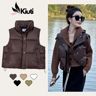 Áo phao gile nữ KIUTI chất liệu da Quảng Châu áo gile nữ siêu nhẹ áo gile phao cổ cao không mũ