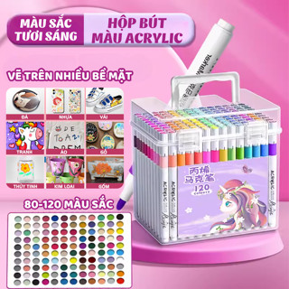  Bút màu acrylic màu sắc tươi sáng đa dạng cao cấp vẽ lên mọi bề mặt cho bé thỏa sức sáng tạo 