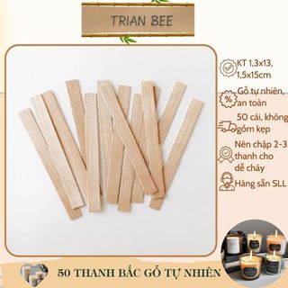 [giá sỉ] 50 cái bấc nến bằng gỗ, gỗ tự nhiên không mùi, không khói đen (không gồm chân kẹp)
