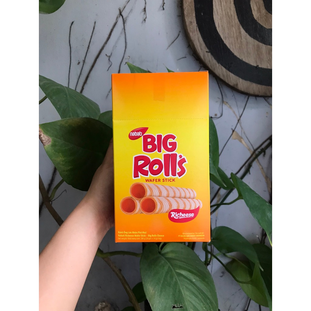 Bánh Quế Nhân Phô Mai Nabati Richeese Big Rolls Cheese Wafer Stick (Hộp 20 gói x 14g)