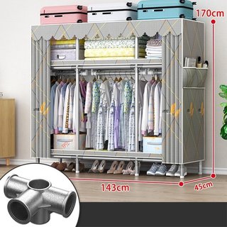 Tủ Vải Đựng Quần Áo Tủ Vải Khung Thép Titan 3 Buồng 6 Ngăn Kích Thước 130x170x45cm Bảo Hành 12 Tháng