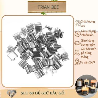 [giá sỉ] 50 cái chân kẹp bấc gỗ, thiếc không gỉ - đế chuyên dụng giữ bấc gỗ đứng thẳng