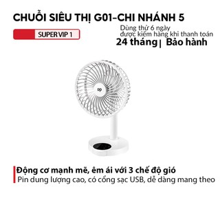 Quạt DP 7626 pin sạc tích điện để bàn Có Đèn Led gấp gọn mang đi mọi lúc mọi nơi.