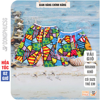Quần đi biển cặp đôi cho nam nữ gia đình hội nhóm vải gió nhanh khô có size cho bé trai gái QDB06