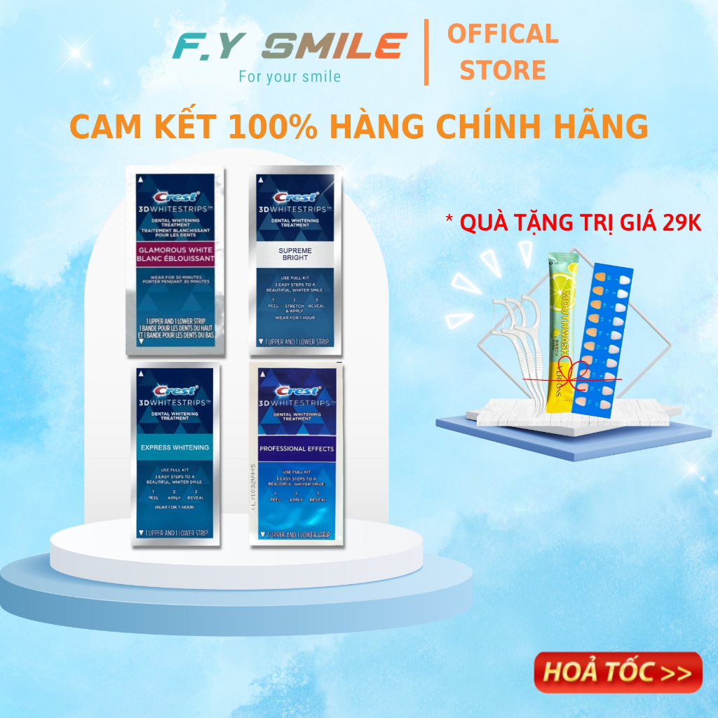 [SET 7 GÓI] Miếng dán trắng răng Crest 3D Whitestrips USA