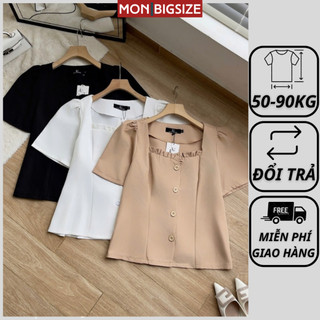 Áo bigsize nữ kiểu cổ viền bèo sang chảnh chất cotton mềm mịn đi chơi sang chảnh MON big size 50 - 90kg
