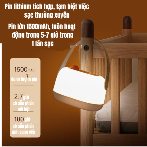 Đèn ngủ bé sơ sinh, đèn ngủ di động,chống ánh sáng xanh,bảo vệ mắt giúp Hoạt động dễ dàng và tuổi thọ pin mạnh mẽ