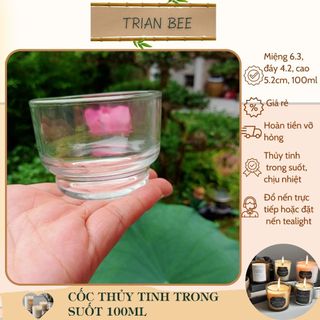 Ly thủy tinh làm nến, đặt nến tealight, ly trơn 100g, chịu nhiệt tốt