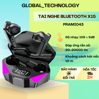 Tai Nghe Bluetooth 5.0 TWS X15 - Âm Thanh Sắc Nét, Chống Nước, Thiết Kế LED RGB - PRAMI043