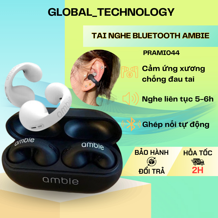 Tai Nghe Bluetooth Kẹp Tai PRAMI- Thiết Kế Độc Quyền, Bluetooth 5.2, Âm Thanh Tuyệt Vời - PRAMI044