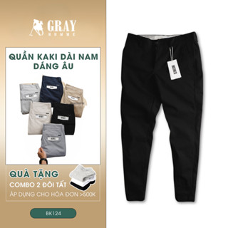 Quần Kaki Dài Nam Dáng Âu GRAYHOMME Phom Slim Fit Co Giãn, Đứng Phom, Lịch Lãm (BK)