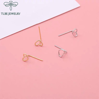 Khuyên tai bạc TLEE tim rỗng dáng cài basic TLEE JEWELRY B0165