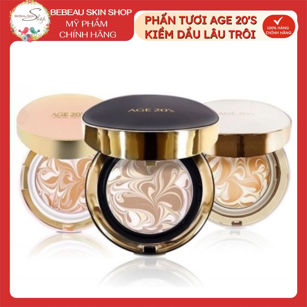 Phấn Tươi Kiềm Dầu, Lâu Trôi AGE 20’S Signature Essence Cover Pact Long Stay Tặng 1 Lõi 14g - Bebeau