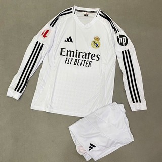 Bộ quần áo bóng đá Real trắng sân nhà mới 2025 DÀI TAY -FLG Laliga