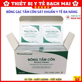 Bông Tẩm Cồn Tiệt Trùng TANAPHAR [HỘP 100 Miếng]