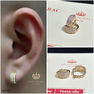Bông tai bạc xi vàng 18K Hoàng Minh Châu Jewelry(XKV10 )nam nữ-khuyên tai tròn bạc S950 XI VÀNG 18K