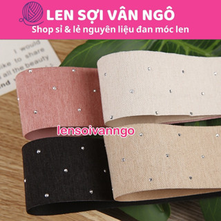  2 mét ruy băng vải đính đá  bản 2.5cm  