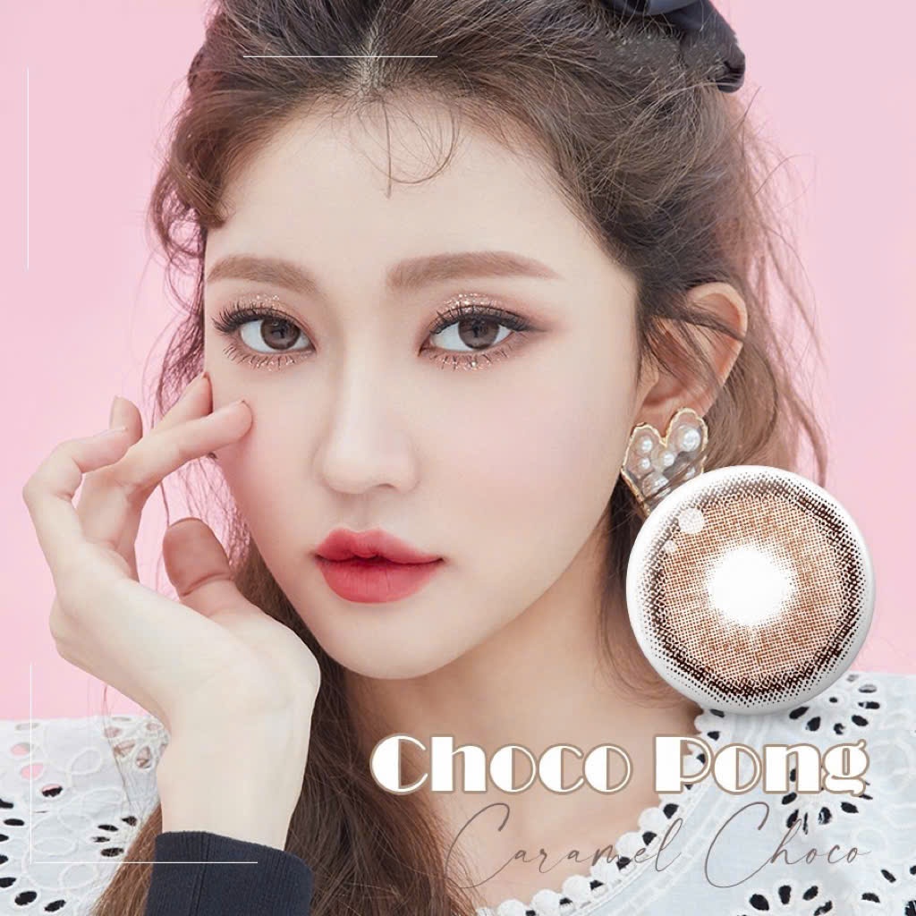[Lens Hàn_Hema] Kính áp tròng Gslens CARAMEL CHOCO nâu tự nhiên giãn nhẹ 6 tháng G.DIA 14.2mm có độ 