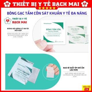 Bông Gạc Tẩm Cổn  [Hộp 100 Miếng]