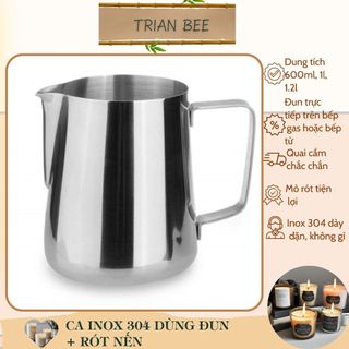 Ca inox dung tích 600-1200ml, inox 304 bền chắc, không gỉ - dụng cụ đun và rót nến Trian Bee