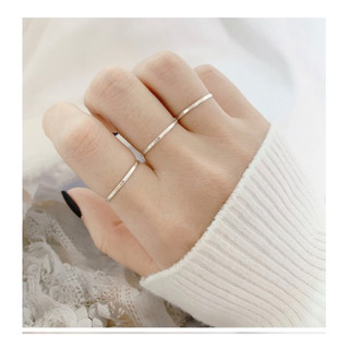 Nhẫn bạc nữ TLEE trơn bản vuông mỏng basic TLEE JEWELRY A0340