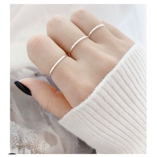 Nhẫn bạc nữ TLEE trơn bản vuông mỏng basic TLEE JEWELRY A0340