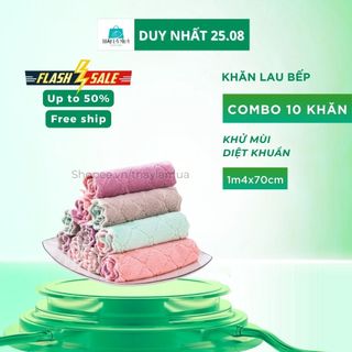 [RẺ VÔ ĐỊCH] Combo 10 khăn lau bếp, lau tay đa năng 2 mặt siêu thấm size 16*22cm (KLT04) vệ sinh nhà cửa