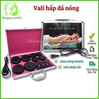 Vali hấp đá nóng cắm điện kèm 16 viên đá Massage Body, Làm Tại Nhà Tiện Lợi