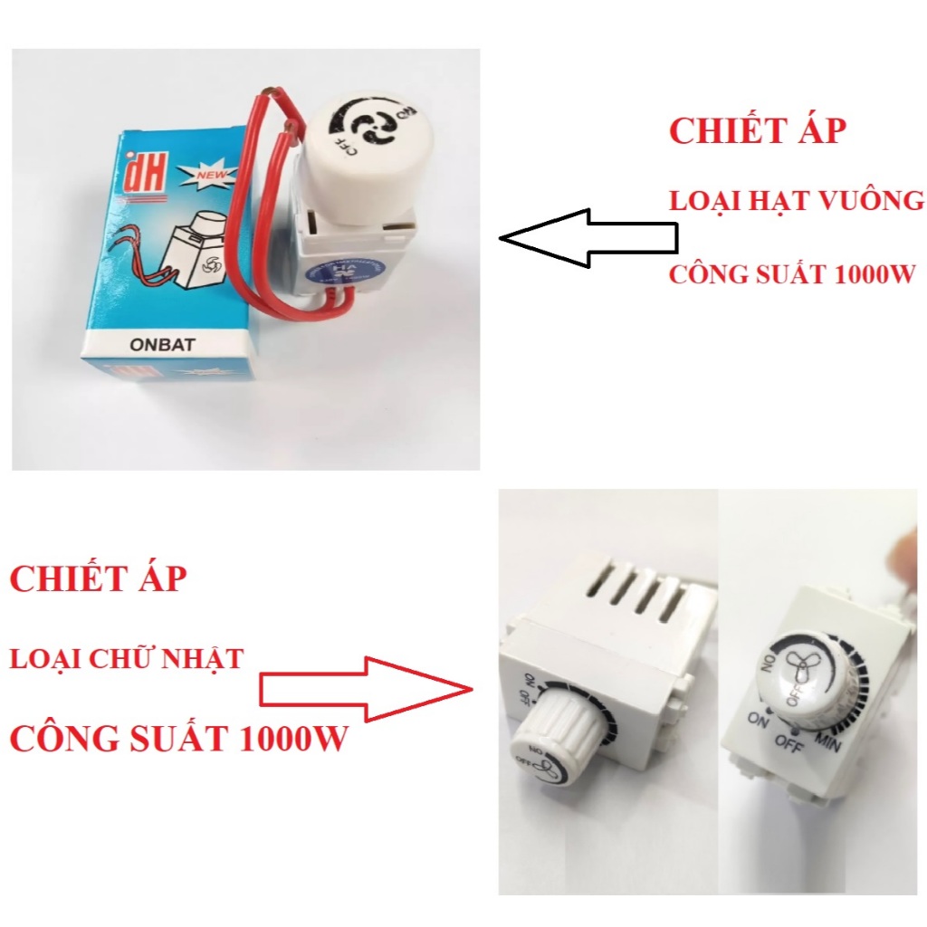Chiết áp lắp quạt 1000W, dimmer quạt, chiết áp cho quạt trần