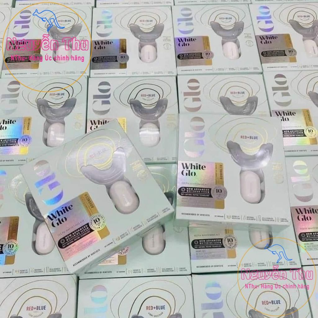 Kit máy làm trắng răng bằng ánh sáng xanh và đỏ White Glo Blue Light, White Glo Advanced Whitening R