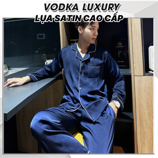  Đồ ngủ nam pijama nam mặc nhà màu xanh than trơn sang trọng dài tay T12ST - Vodka Luxury 