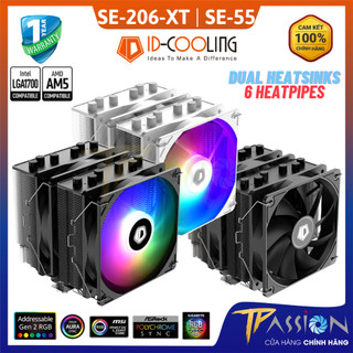 Tản nhiệt khí cpu id-cooling se-206-xt / se-55 black / snow white led argb - chính hãng, 6 ống đồng, sk 1700 se 55