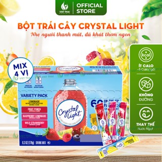   MỚI  Bột Trái Cây Mix 4 Vị Không Đường Crystal Light - Bột Pha Nước Uống Giải Nhiệt Detox Việt Thái 