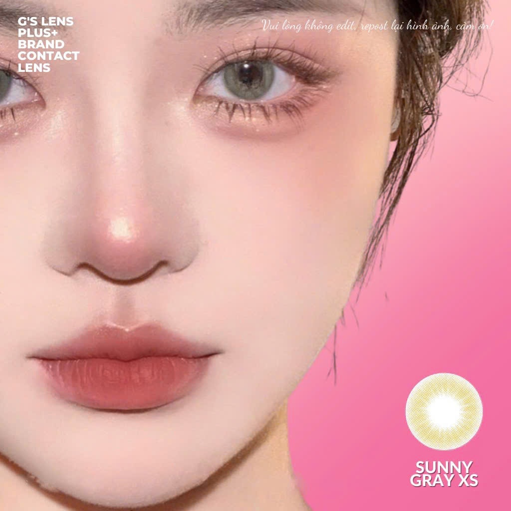 Kính áp tròng Gslens SUNNY GRAY xám rêu sáng tây 6 tháng G.DIA 14.0mm có độ Polyhema Cao Cấp