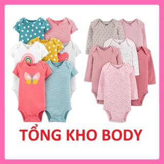 Bodysuit bé gái cộc tay dài tay MẪU NGẪU NHIÊN bộ body chip tam giác cho bé áo liền quần xuất dư 100% cotton ShopNEM
