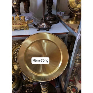 mâm đồng mâm ăn cơm bằng đồng màu vàng đường kính 41cm