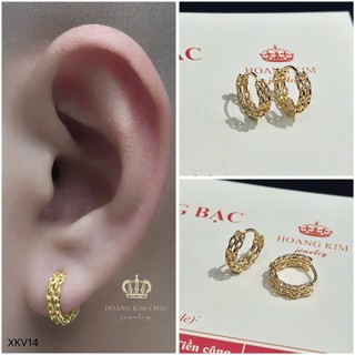 Bông tai bạc xi vàng 18K Hoàng Minh Châu Jewelry(XKV14 )nam nữ-khuyên tai tròn bạc S950 XI VÀNG 18K