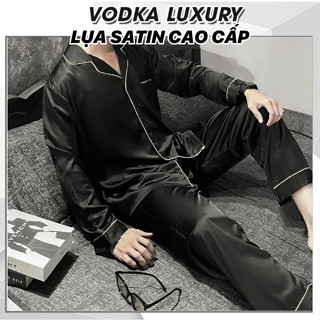 Đồ ngủ nam pijama màu đen sang trọng lụa satin mềm mại T14ST