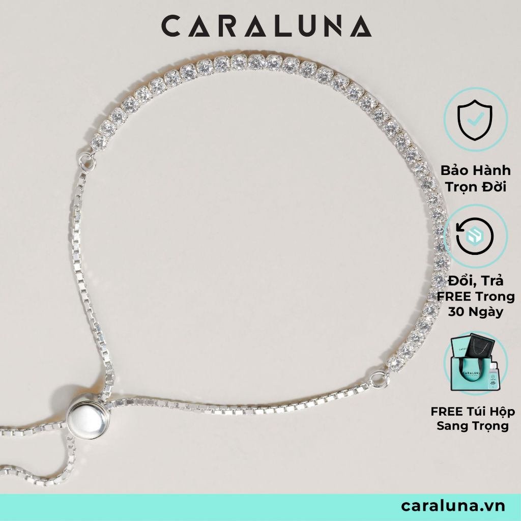 Lắc Tay Bạc Tennis Dây Rút Bản Nhỏ - Vòng Tay Tennis Dây Rút CARA LUNA VCB22