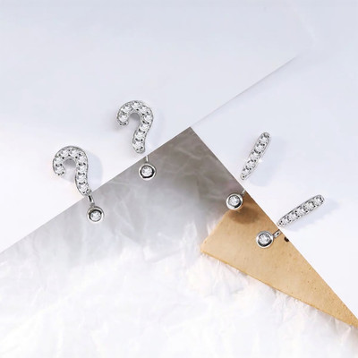 Khuyên tai bạc TLEE dấu chấm hỏi, dấu chấm than cá tính TLEE JEWELRY B0275