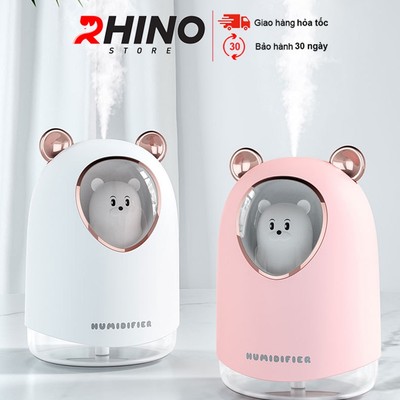 Máy phun sương tạo ẩm tinh dầu Rhino H904 300ml, không gây tiếng ồn, tích hợp đèn ngủ RGB nhiều màu