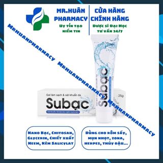 Gel Su bạc, Subạc 25g - Gel bôi kháng khuẩn và làm sạch da