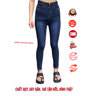 Quần jean nữ kiểu CÀO XƯỚC NHẸ 1032 lưng cao chất giãn thời trang, quần bò nữ đai cao xịn thoi trang
