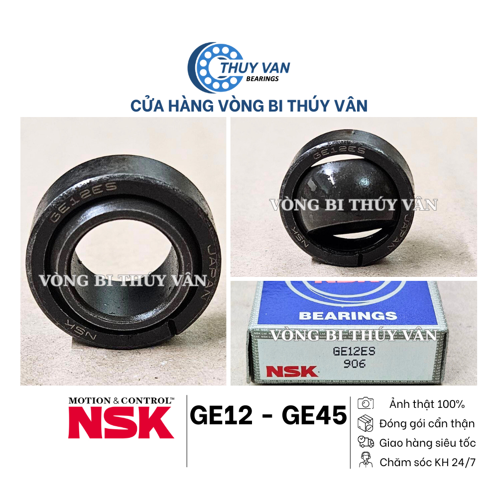 Vòng bi bạc đạn mắt trâu, cầu, xuyên tâm GE 12 15 20 25 30 35 40 45 ES hãng NS