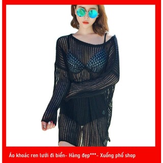 (Hàng đẹp-ảnh thật) Áo khoác ren lưới đi biển Phom dài phiên bản Hàn quốc, khoác ngoài bikini #3567