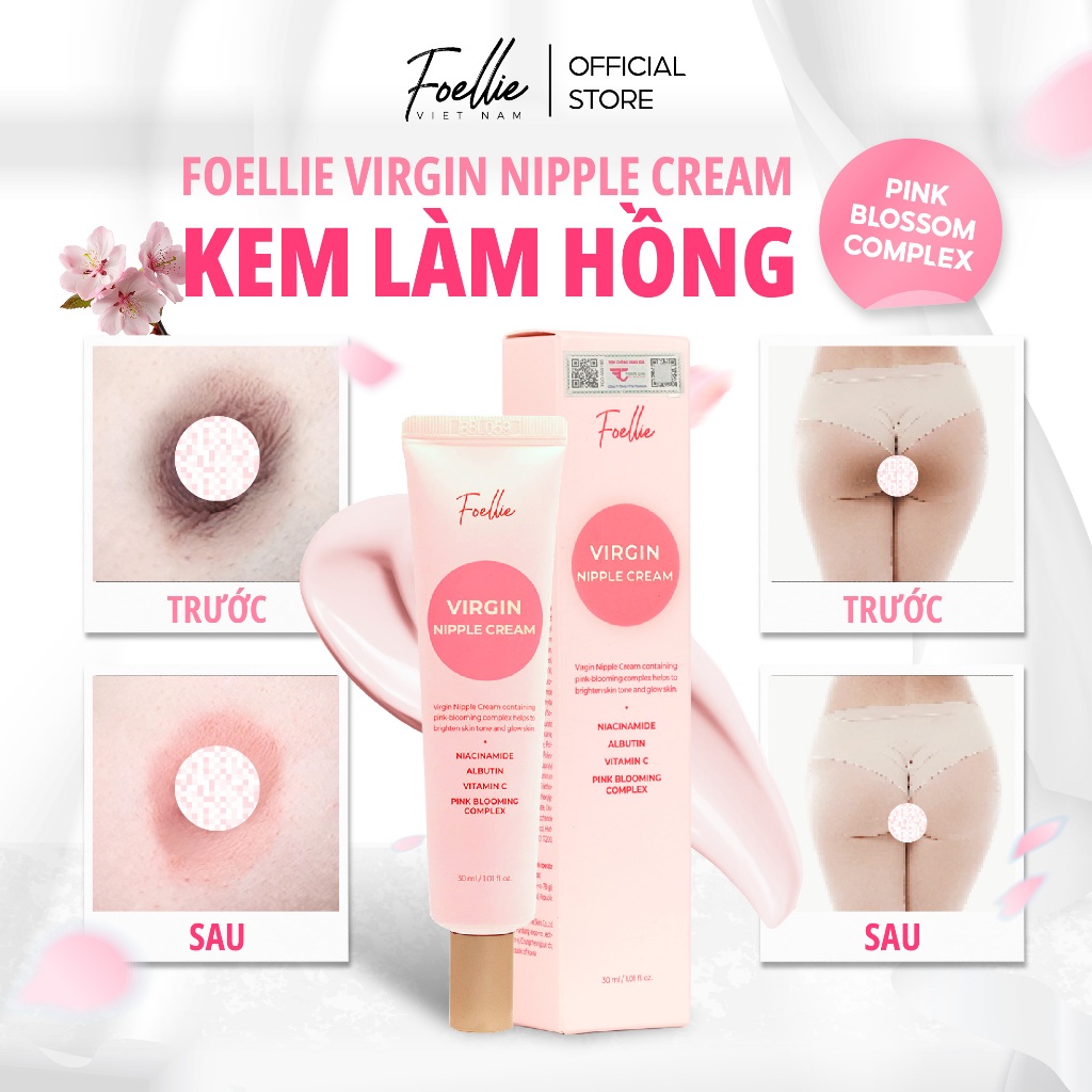 Kem Làm Hồng Nhũ Hoa Foellie, Kem Giảm Thâm Vùng Kín, Nách Cao Cấp Hàn Quốc Foellie 30ml