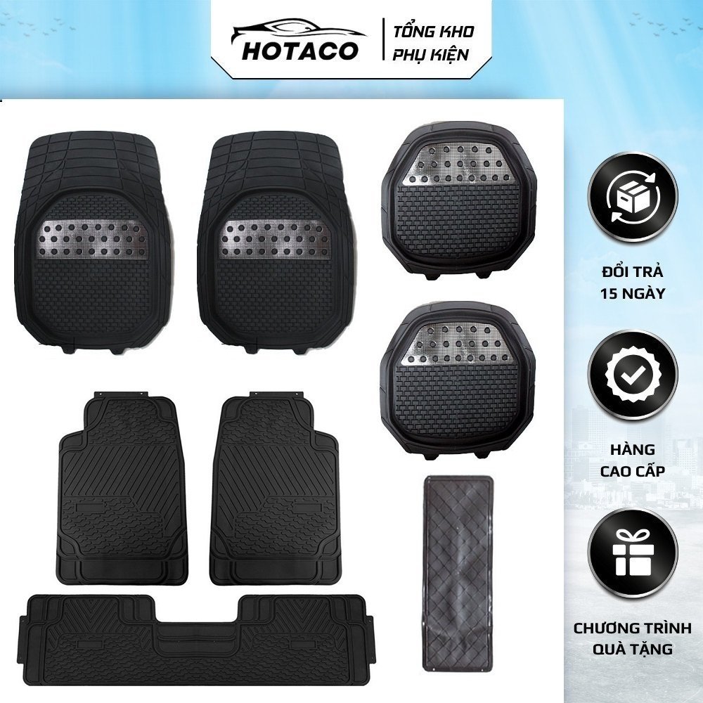 Thảm lót sàn ô tô lót chân 2 hay 3 hàng ghế dùng chung xe 5 và 7 chỗ bằng cao su dẻo ít mùi I HOTACO