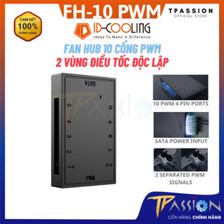 Bộ hub chia nguồn quạt ID-Cooling FH-10 PWM - Chính hãng, 10 cổng 4pin PWM, tản 3pin 4pin Fan case
